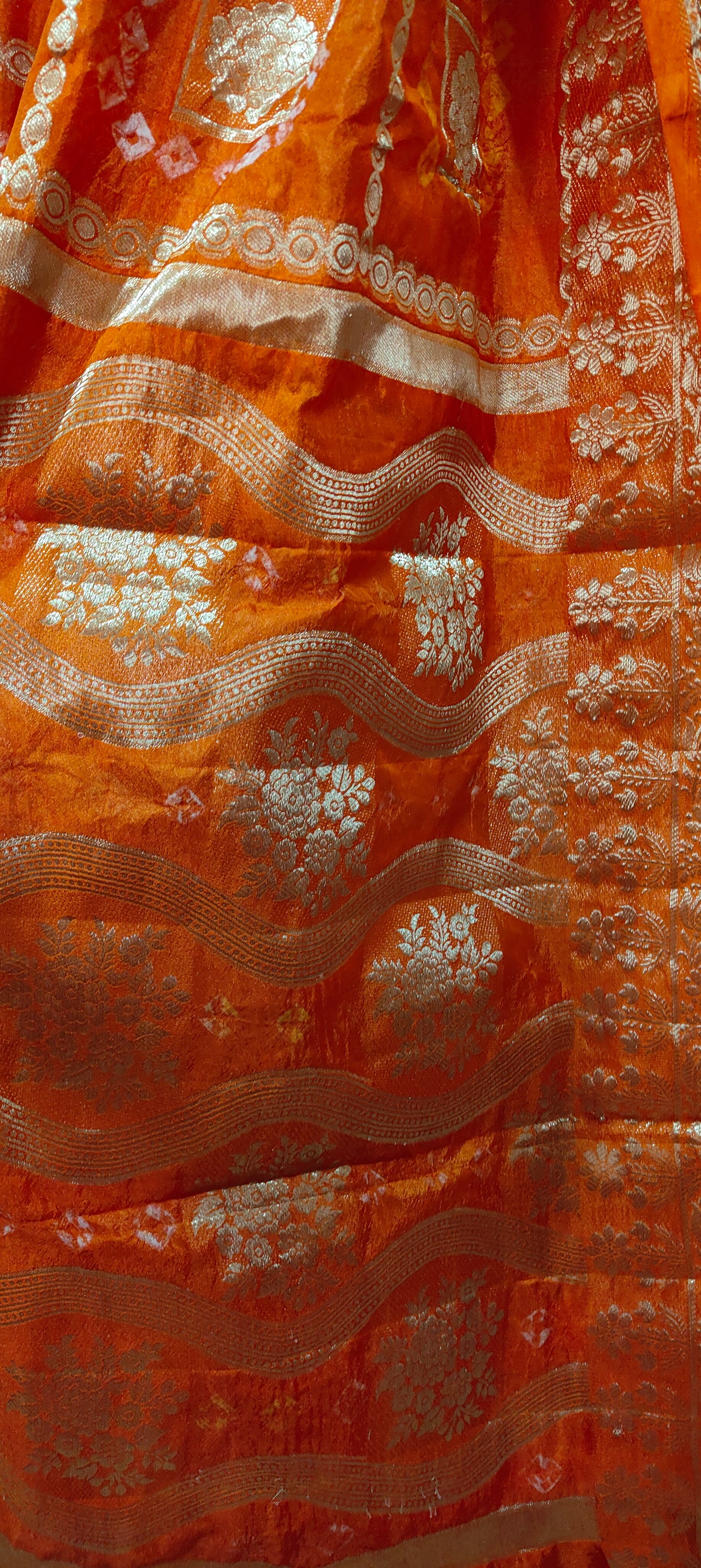 Handmade Gatt Chola Bandhani Banarasi Saree - Orange