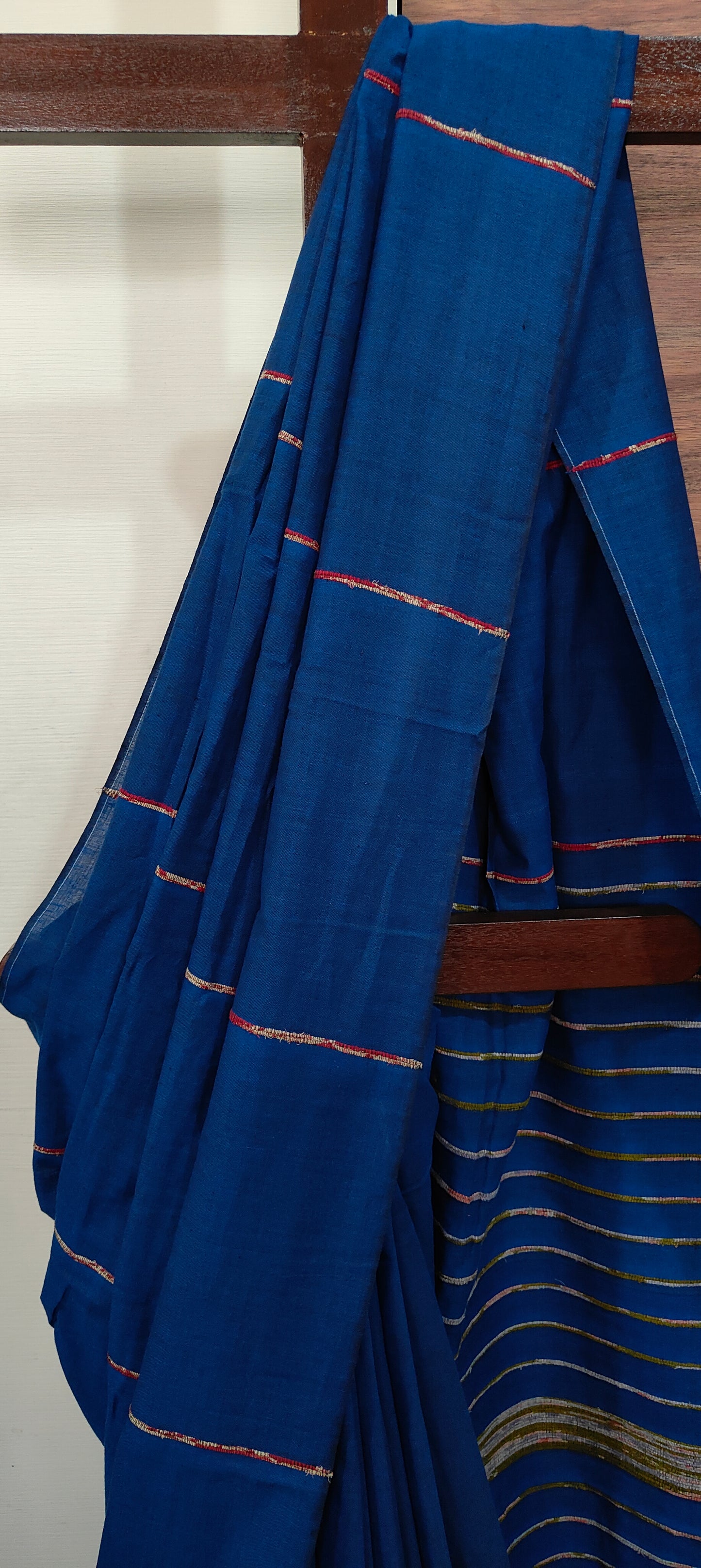 Plain Navy Blue Khesh Cotton Saree