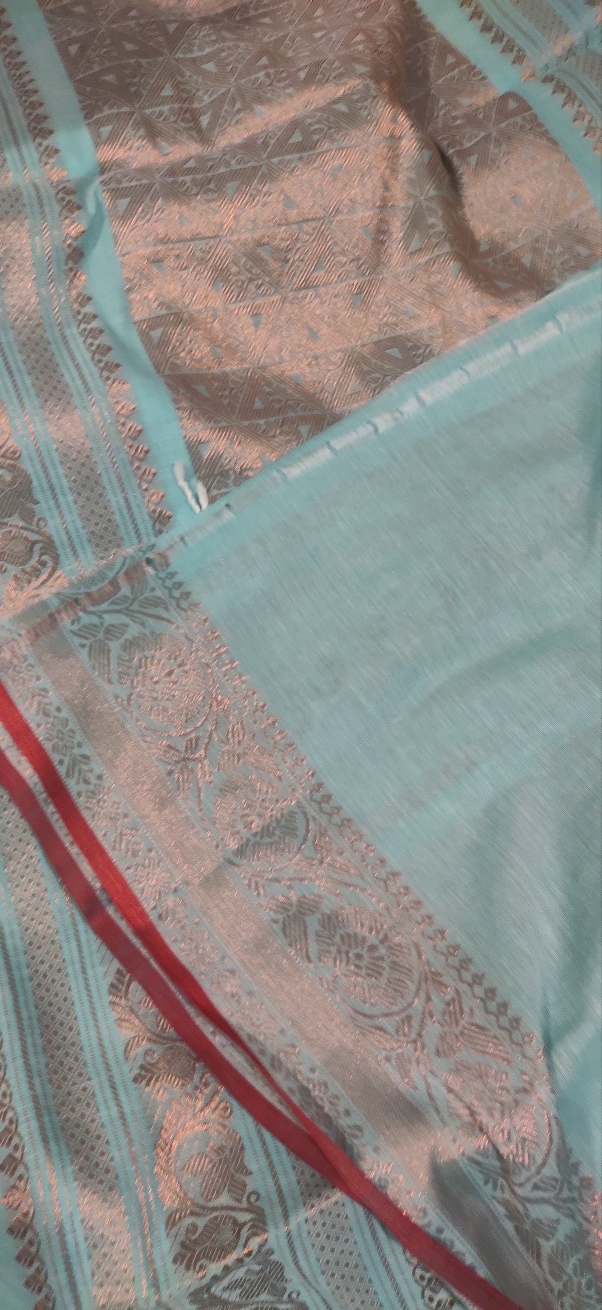 Aarohini – Sky Copper Charm Rich Cotton Handloom Saree
