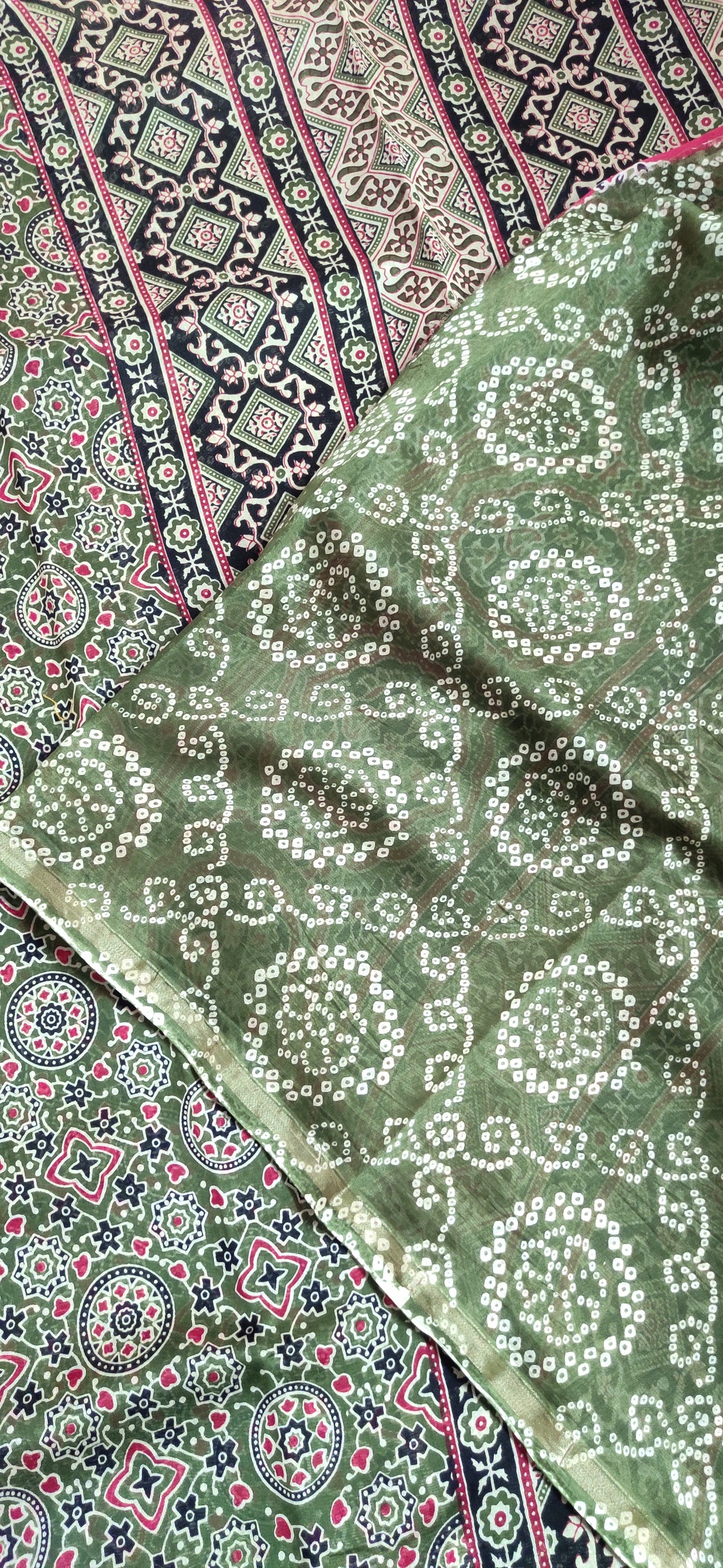 Green Chanderi Silk Cotton Hand Block Printed Saree