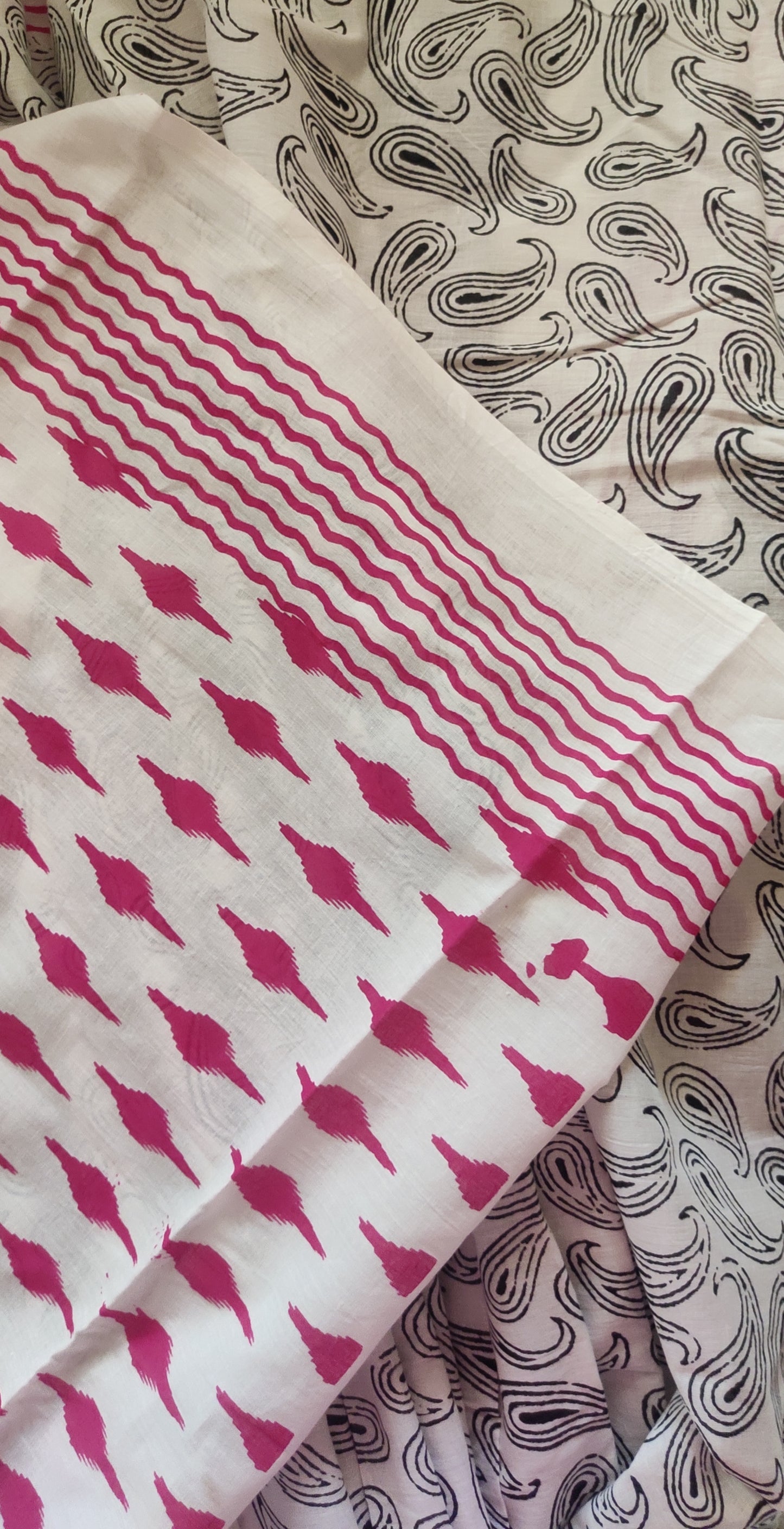 Floral Hand Block Printed Soft cotton Saree