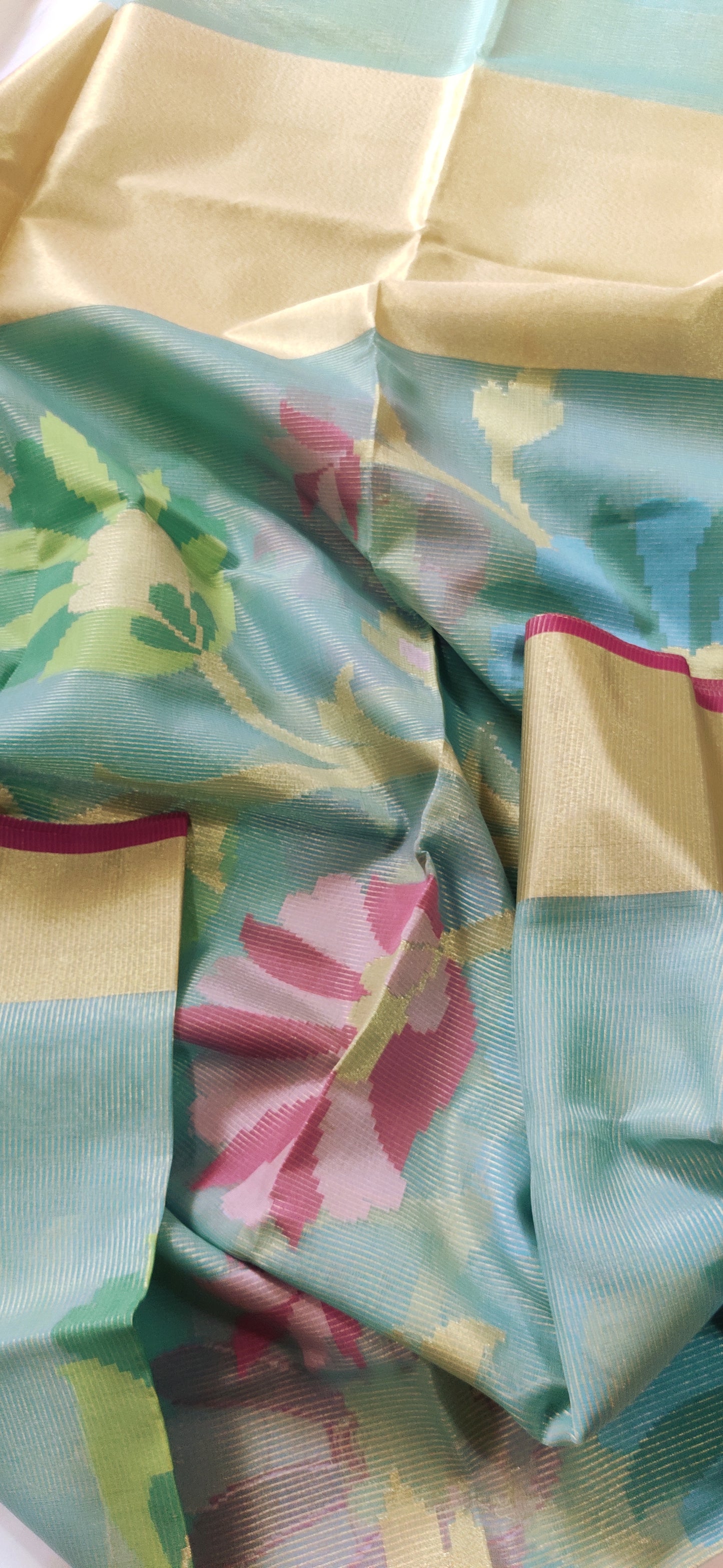 Sky Blue Organza Silk with zari border Saree