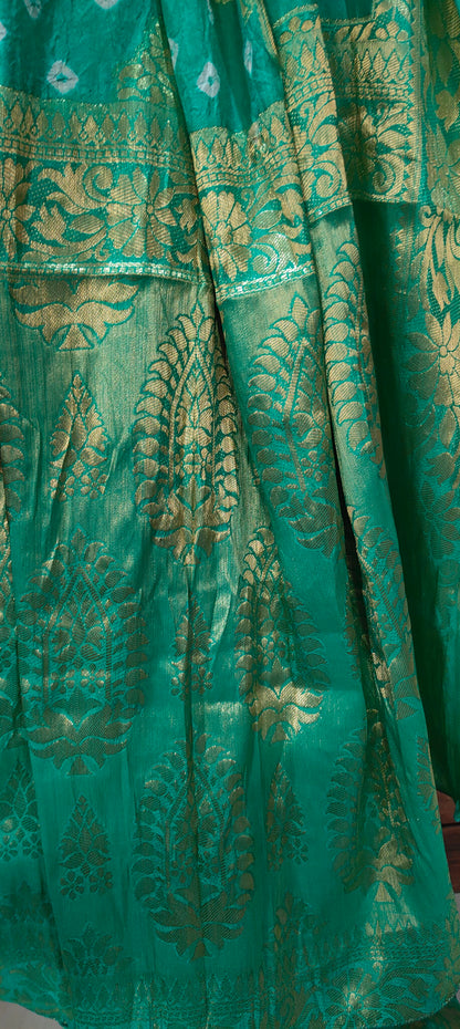 Handmade Gatt Chola Bandhani Banarasi Saree - Sea Green