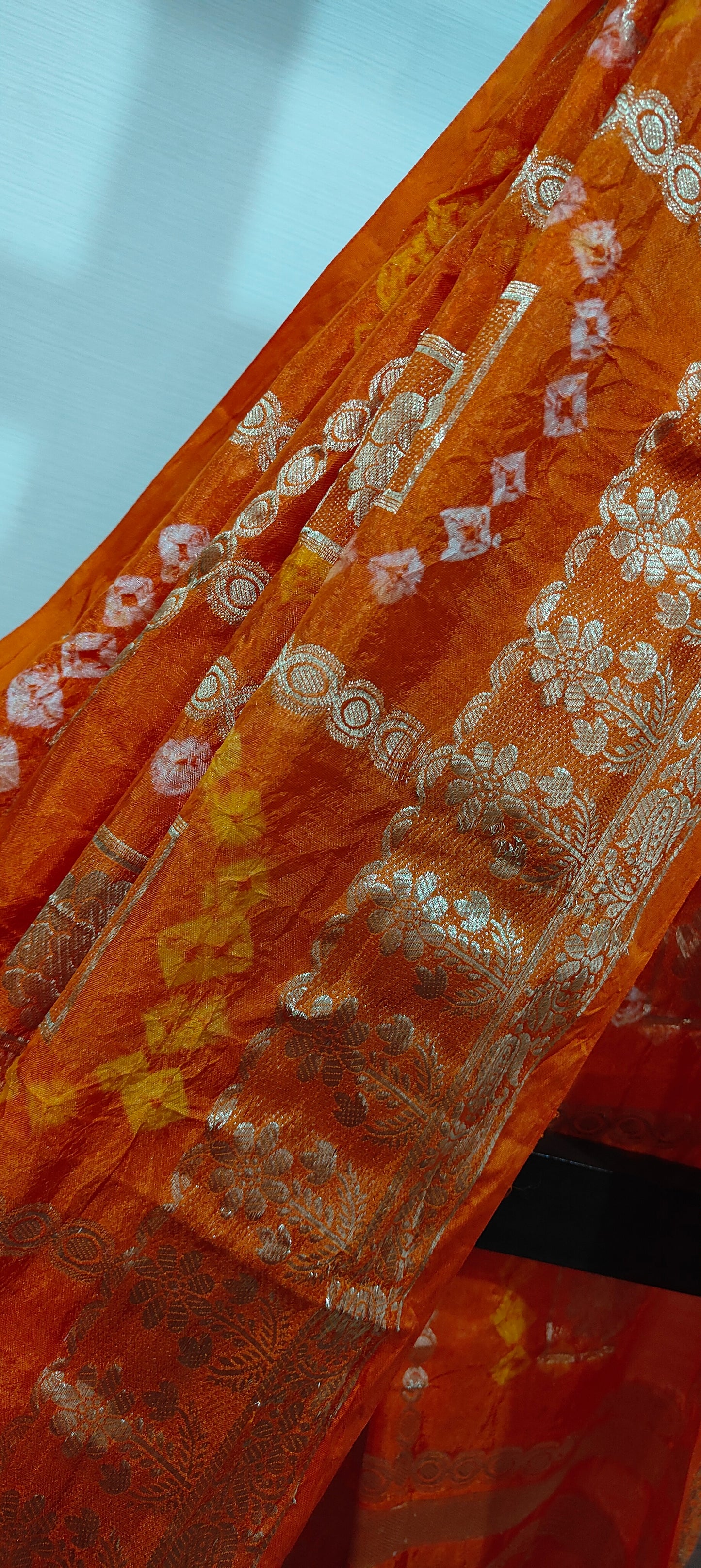 Handmade Gatt Chola Bandhani Banarasi Saree - Orange