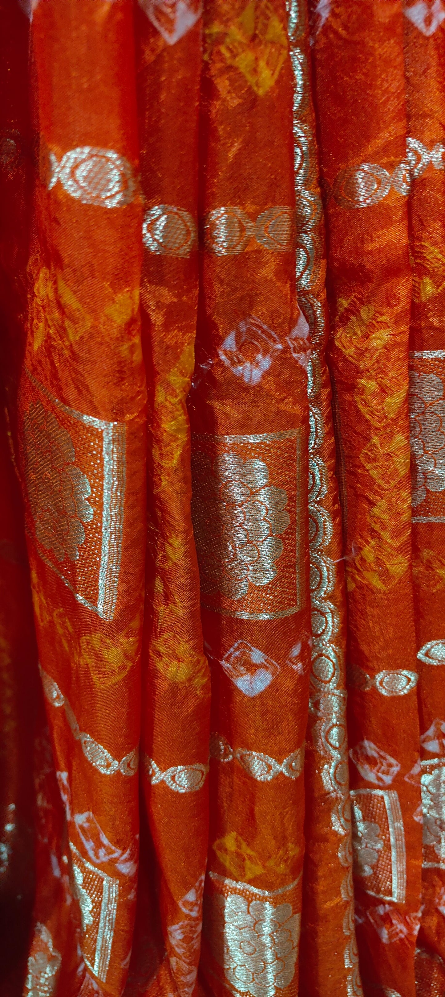 Handmade Gatt Chola Bandhani Banarasi Saree - Orange