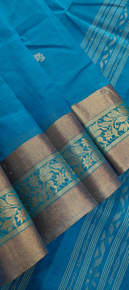 Saanvi – Azure Blue Tant Saree