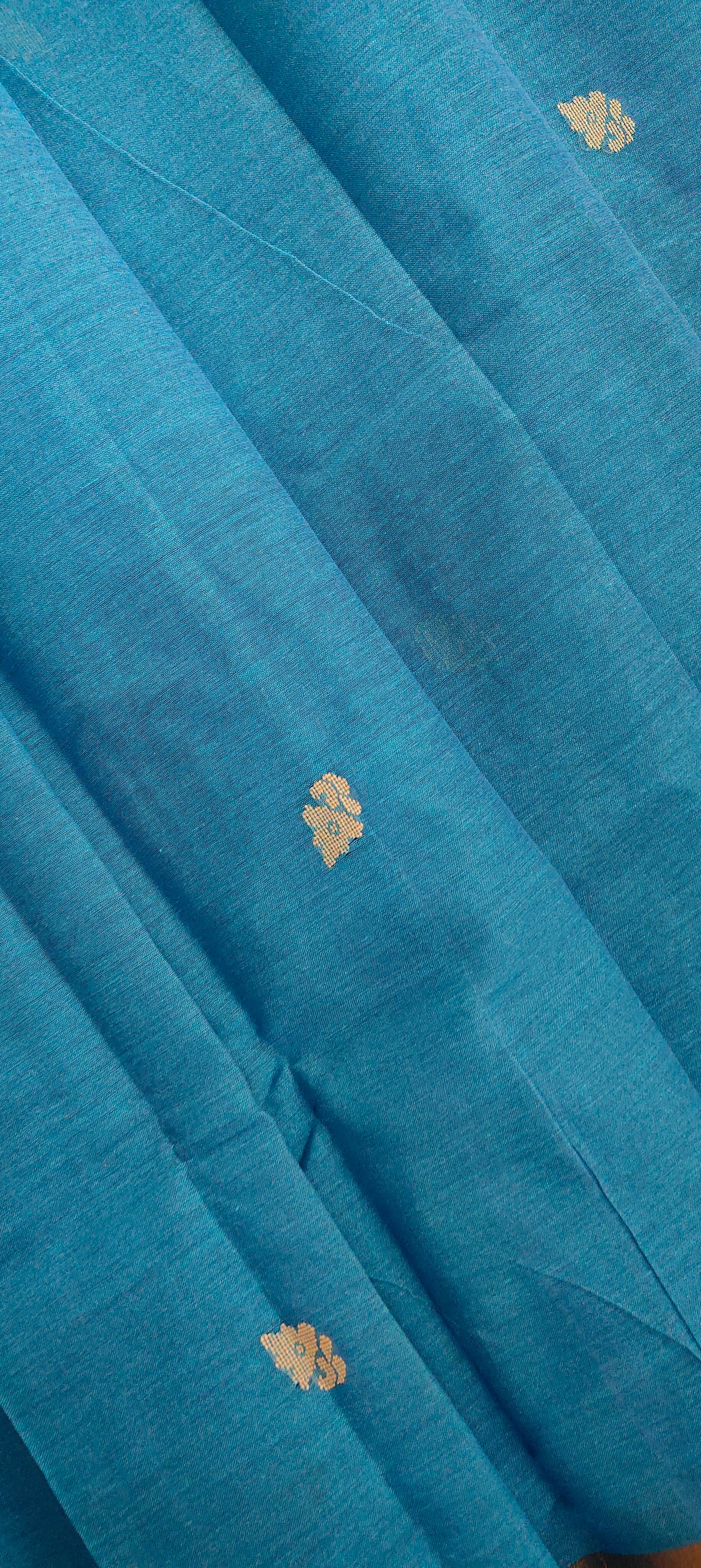 Saanvi – Azure Blue Tant Saree