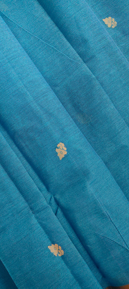Saanvi – Azure Blue Tant Saree