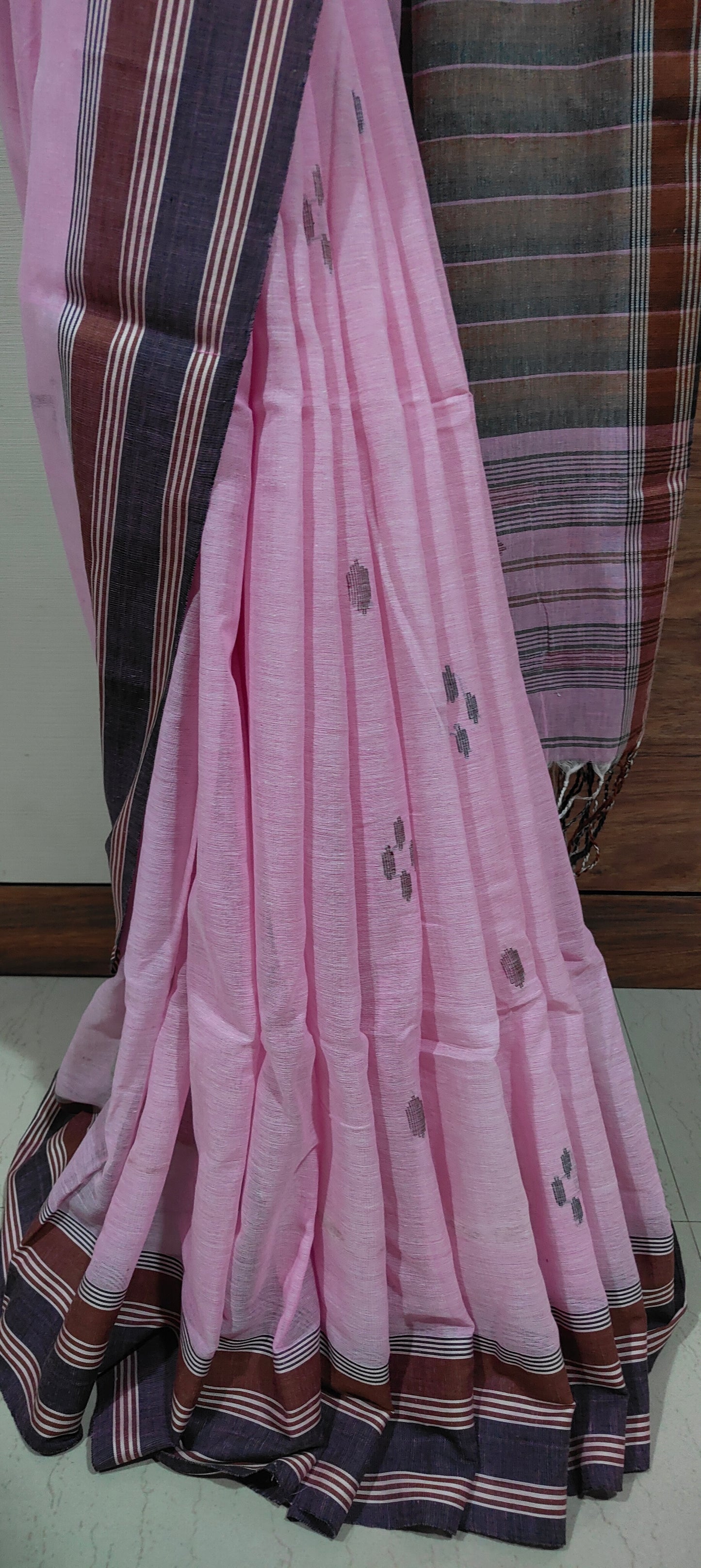 Rekhashree – Soft Baby Pink Handloom Khadi Cotton Saree
