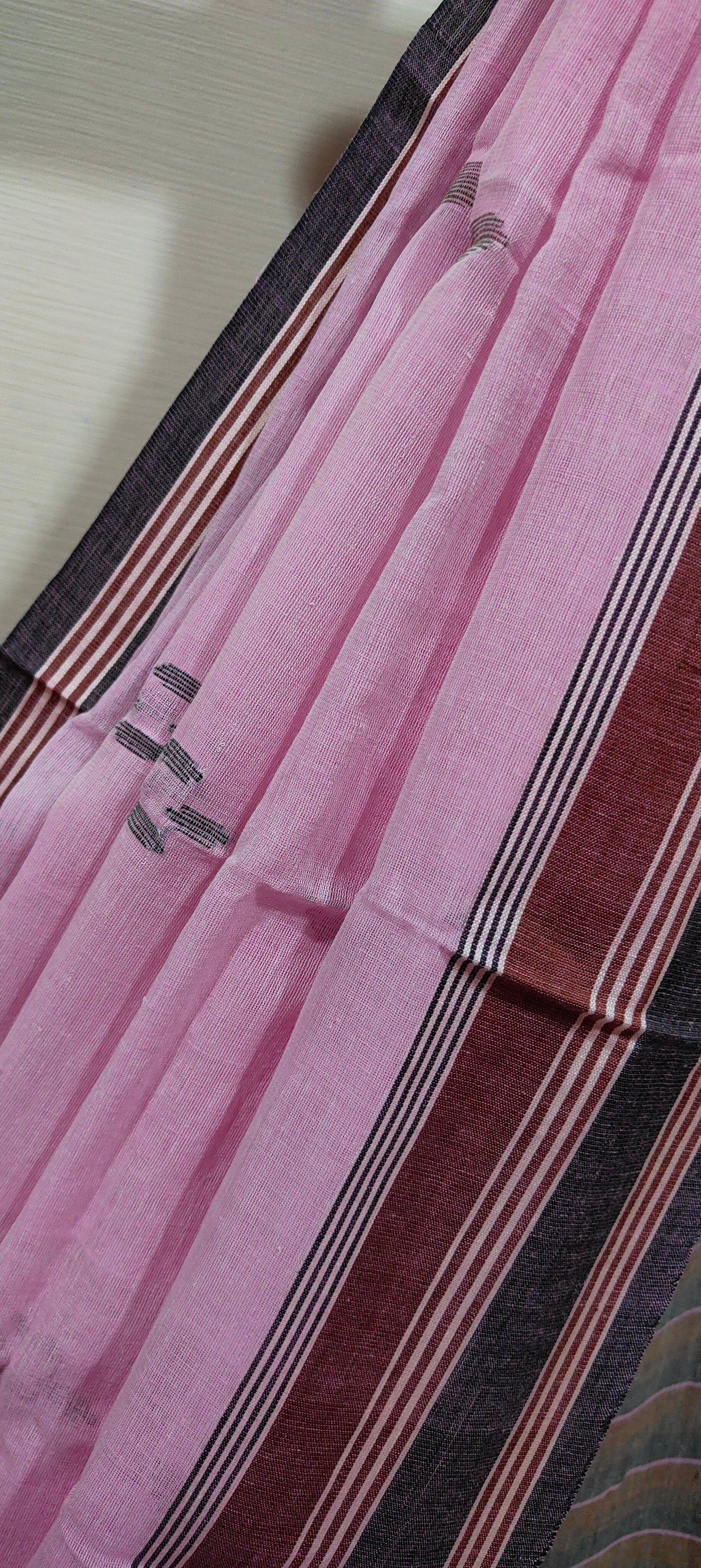 Rekhashree – Soft Baby Pink Handloom Khadi Cotton Saree