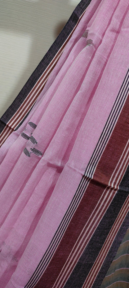 Rekhashree – Soft Baby Pink Handloom Khadi Cotton Saree