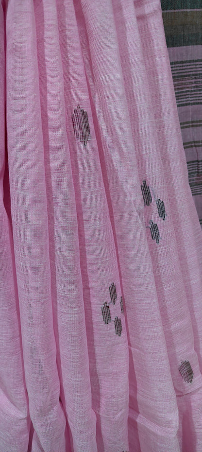 Rekhashree – Soft Baby Pink Handloom Khadi Cotton Saree