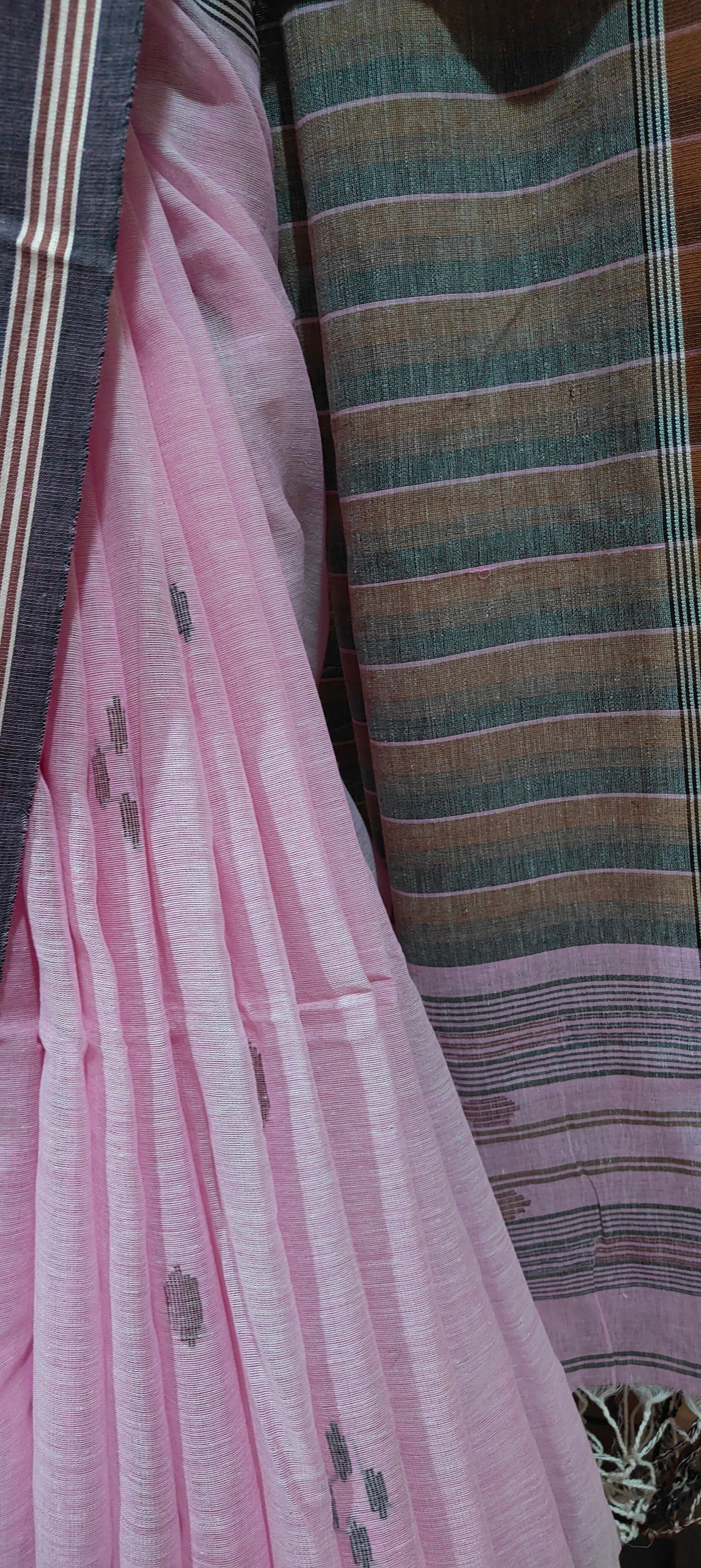 Rekhashree – Soft Baby Pink Handloom Khadi Cotton Saree