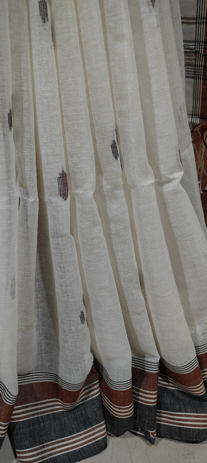 Rekhashree – Off White Handloom Khadi Cotton Saree
