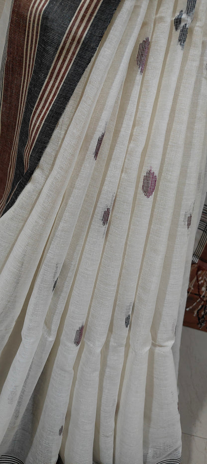 Rekhashree – Off White Handloom Khadi Cotton Saree