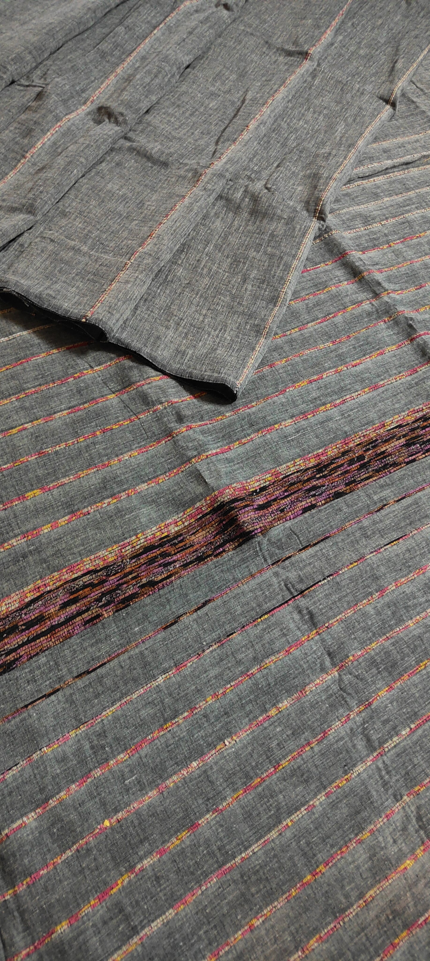 Plain Grey Khesh Cotton Saree