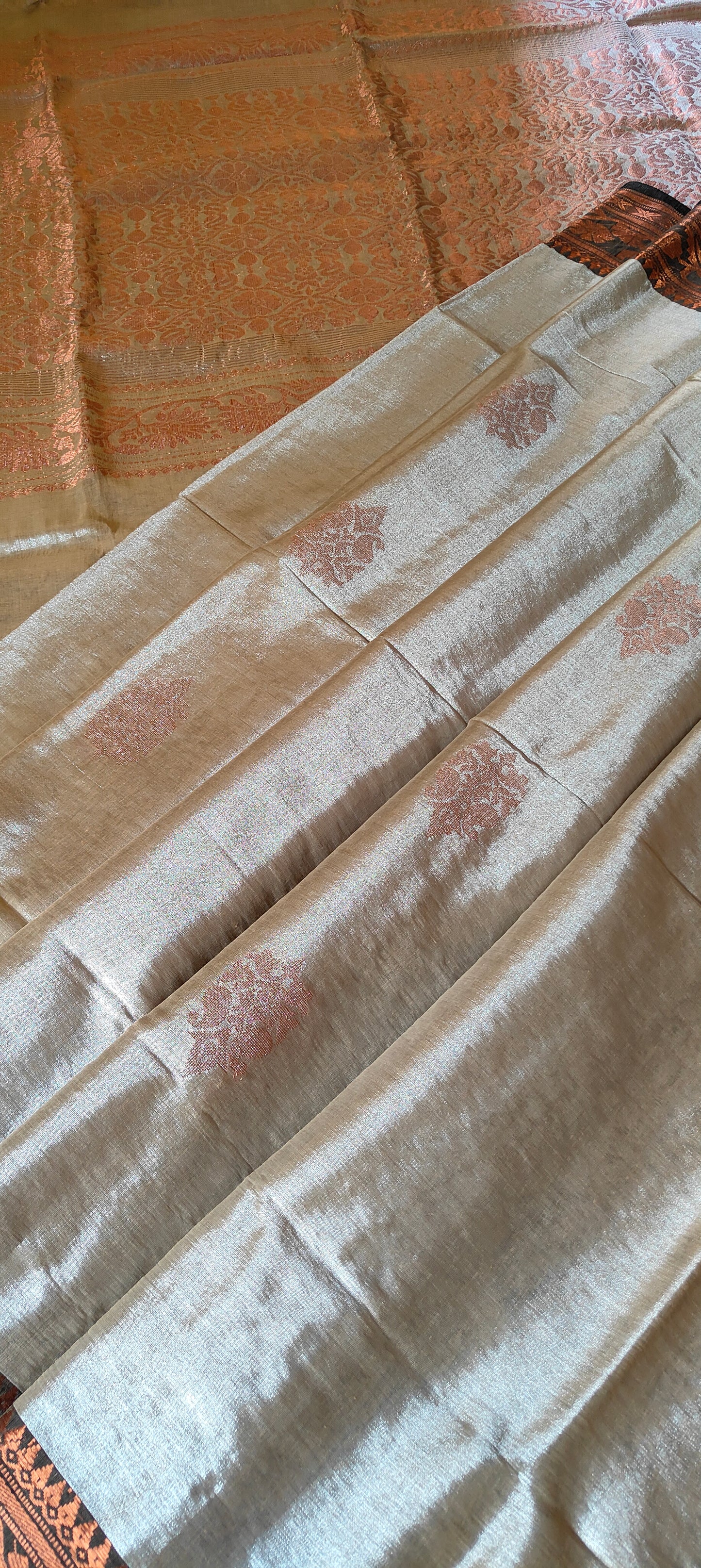 White Silver Soft handloom Zari Banarasi Saree