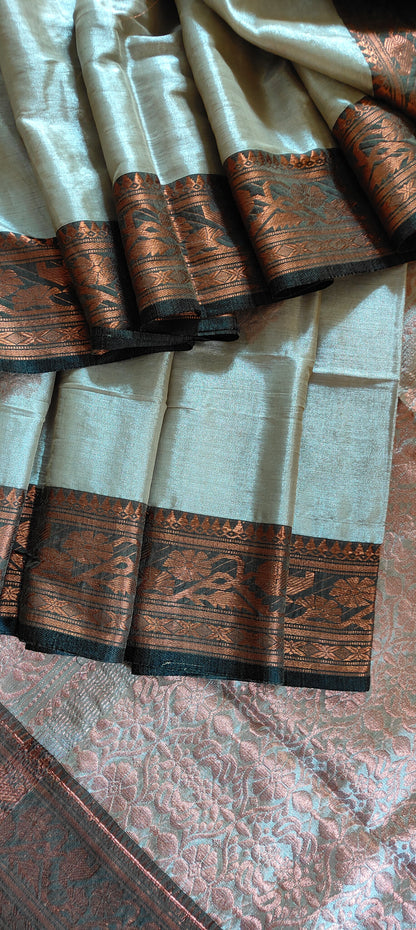White Silver Soft handloom Zari Banarasi Saree