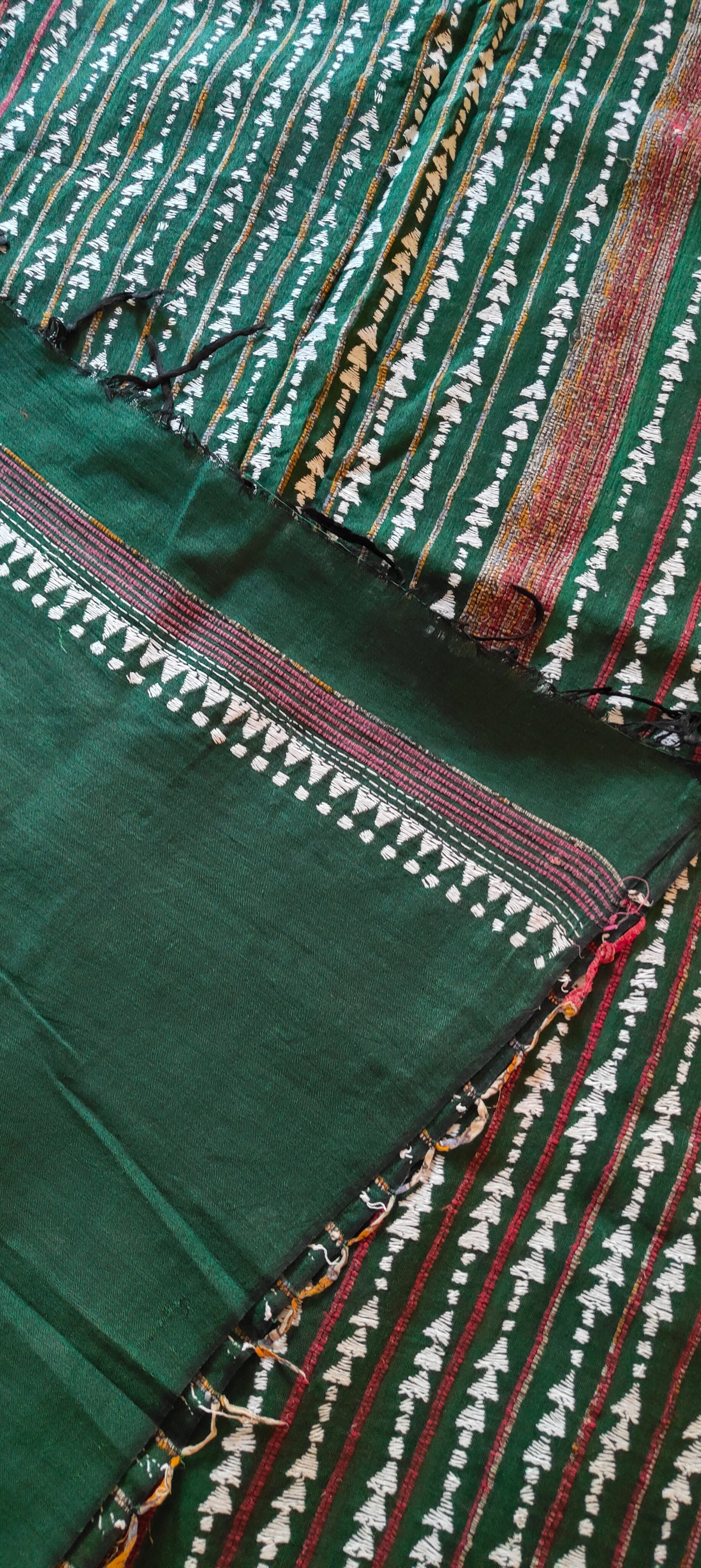 Katha – Dark Green Exclusive Kantha Khesh Cotton Saree