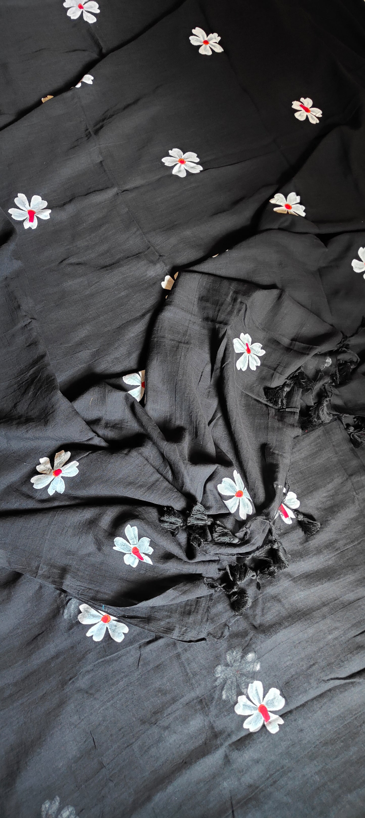 Chitrika – Eternal Black Hand Painted Mul Cotton Saree