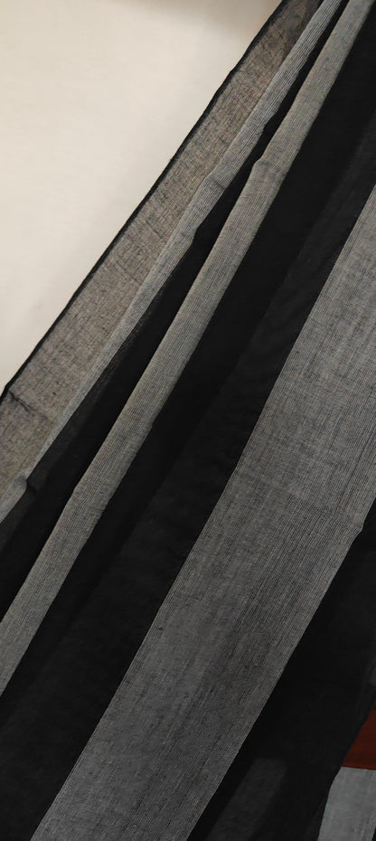 Manochrome striped Mul Cotton handloom Saree