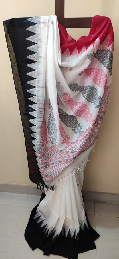 Ishira – Off White Fine Cotton Saree