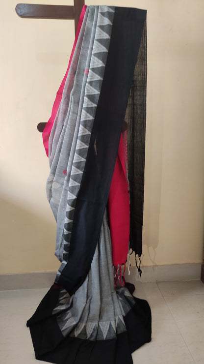 Ishira – Mist Grey Fine Cotton Saree