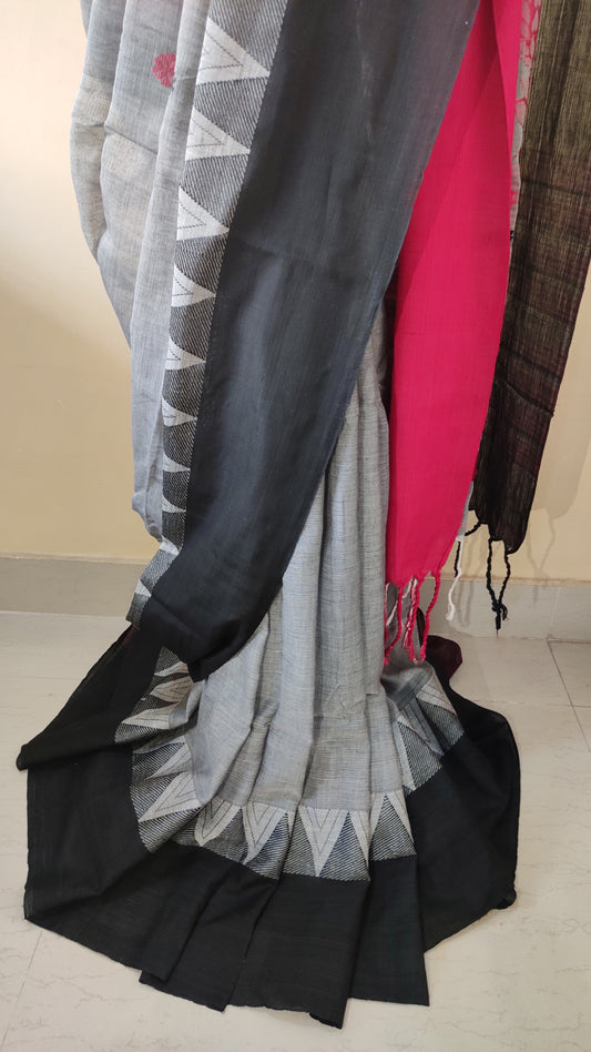 Ishira – Mist Grey Fine Cotton Saree