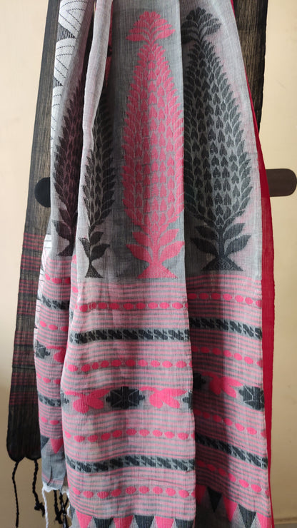 Ishira – Mist Grey Fine Cotton Saree