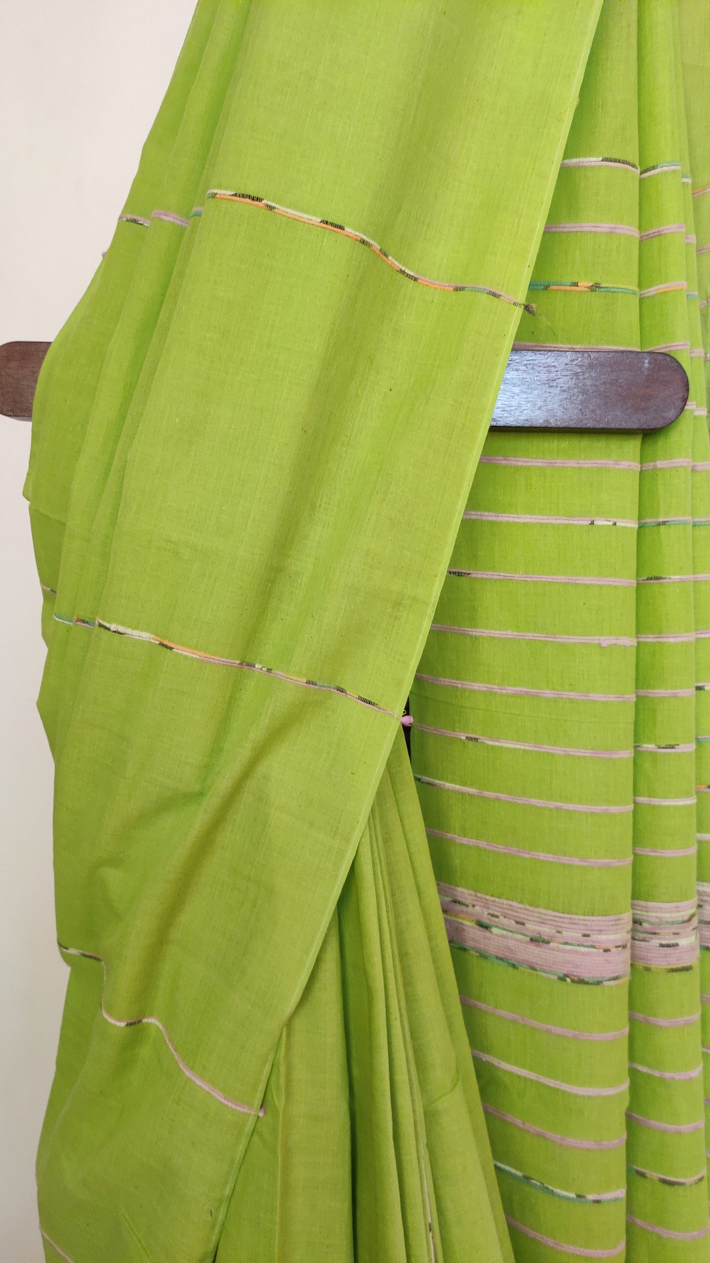 Plain Parrot Green Khesh Cotton Saree
