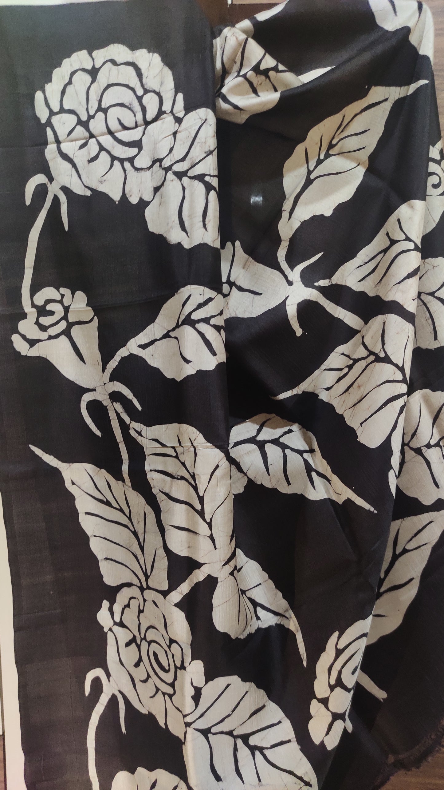 Sea Green Hand Batik Pure Silk Saree