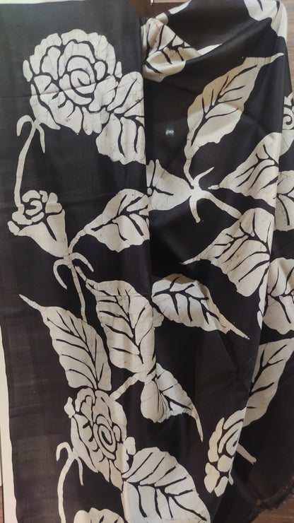 Sea Green Hand Batik Pure Silk Saree