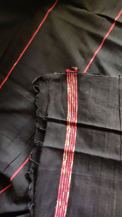 Plain Black Khesh Cotton Saree