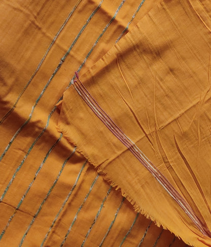 Plain Mustard Yellow Khesh Cotton Saree