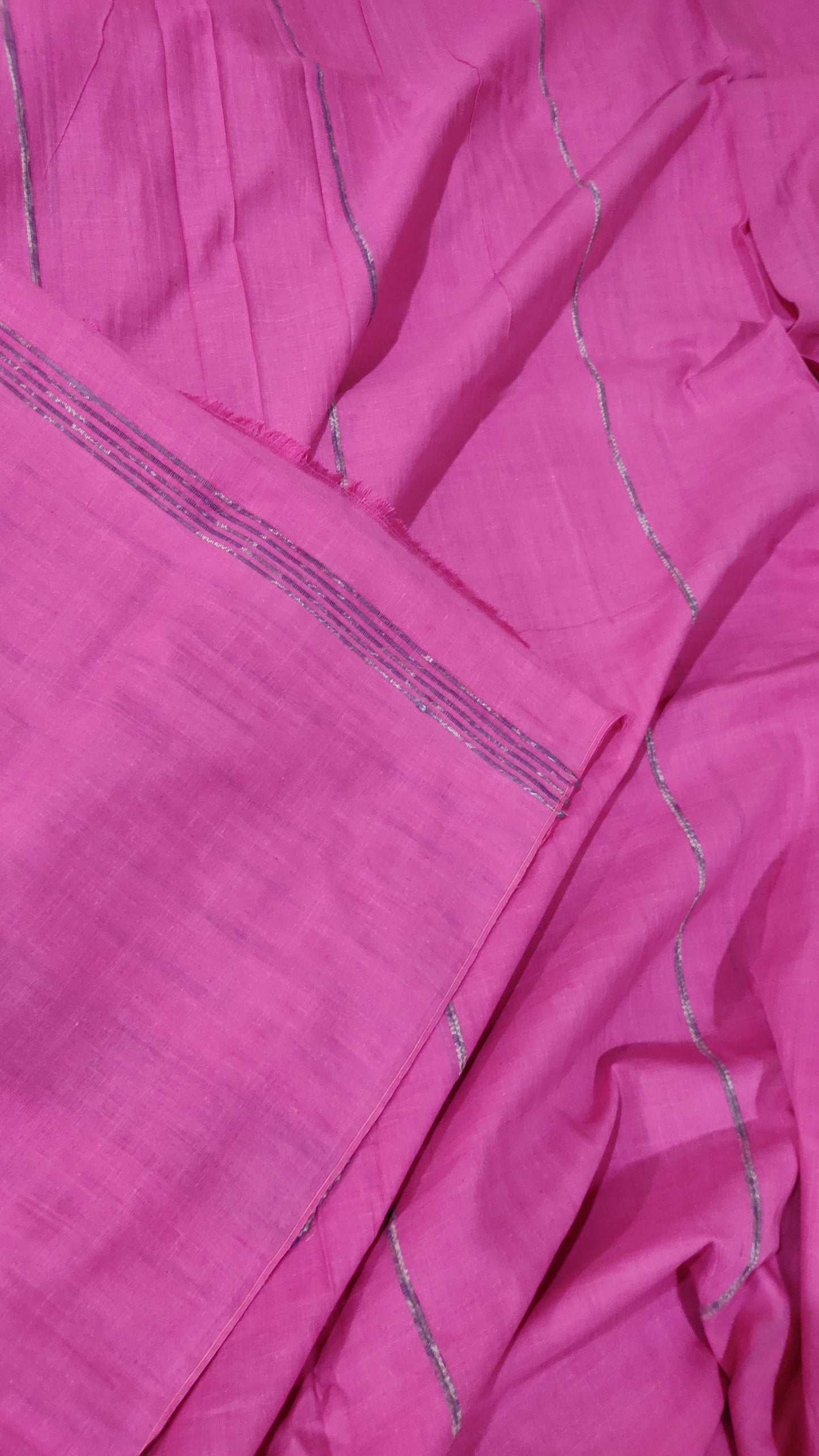 Plain Pink Khesh Cotton Saree