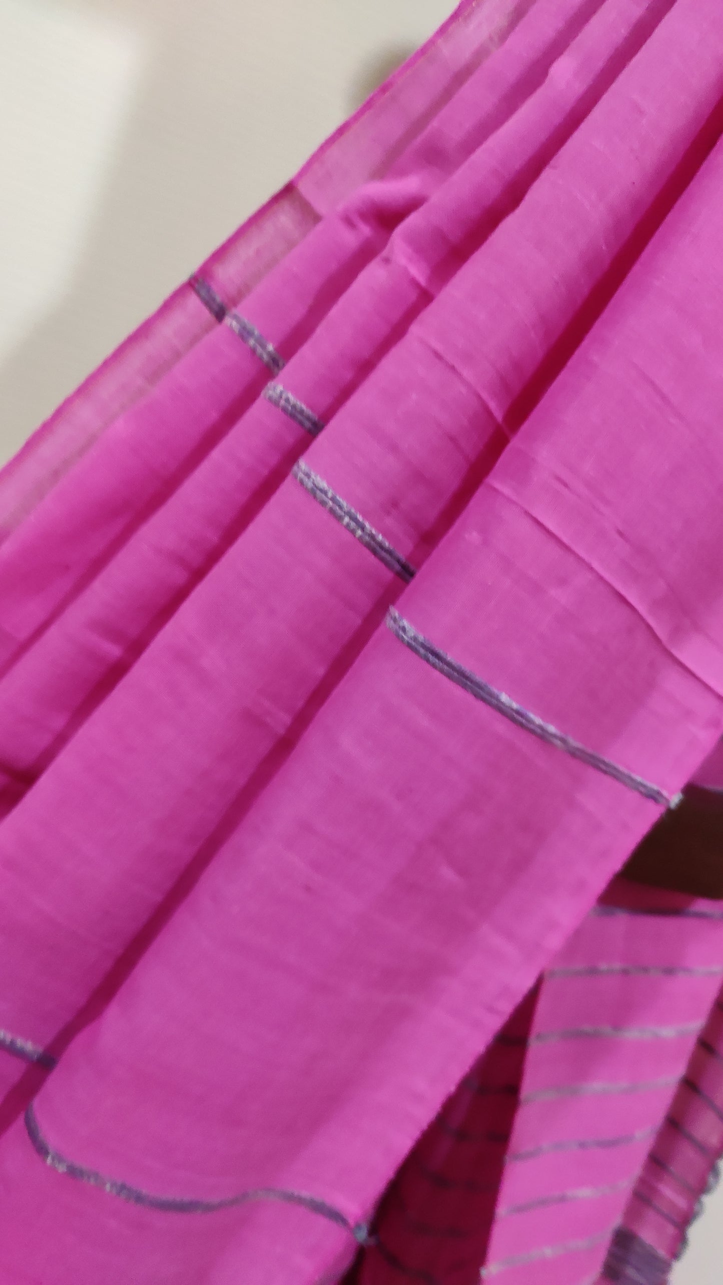 Plain Pink Khesh Cotton Saree