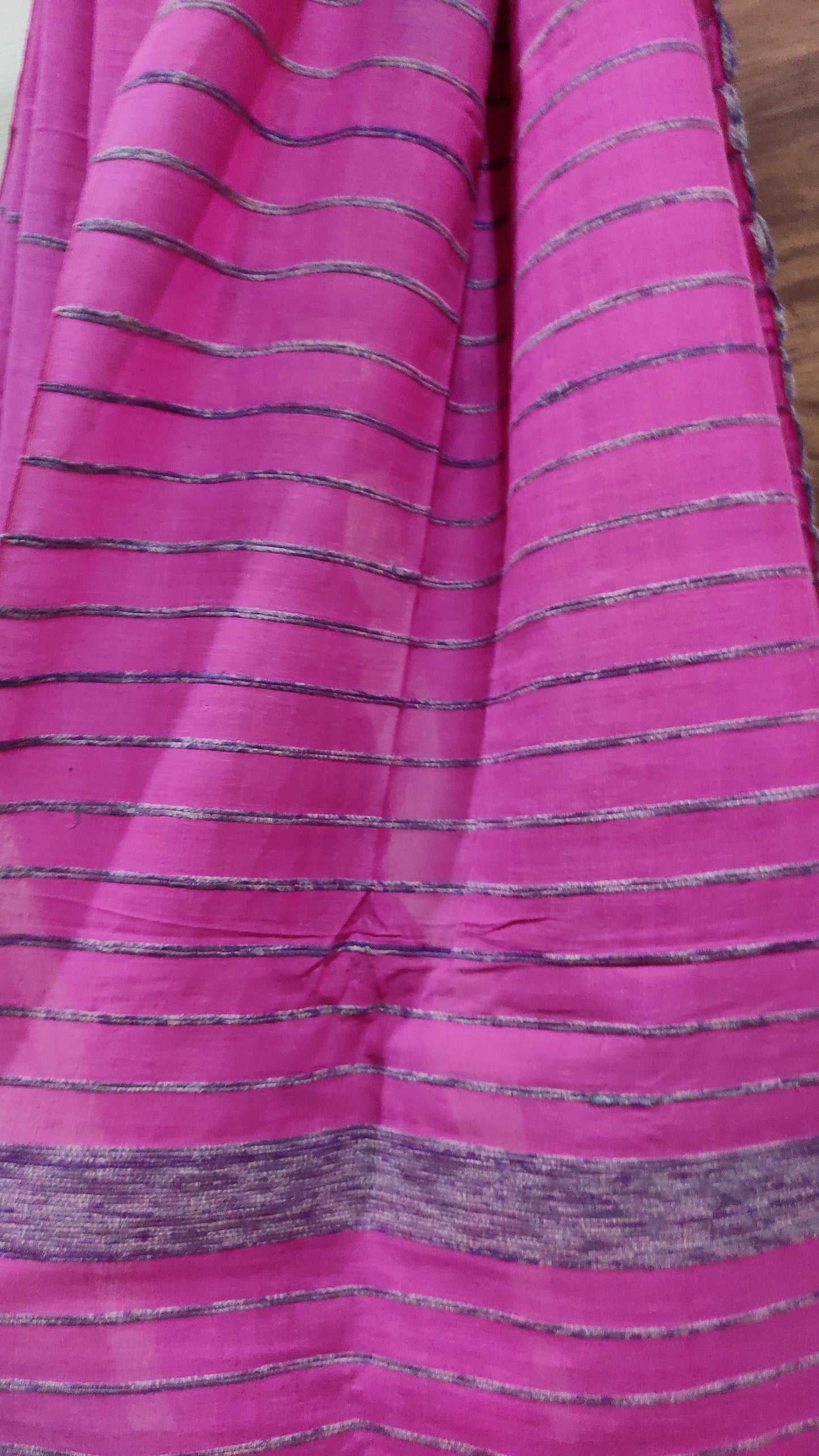 Plain Pink Khesh Cotton Saree