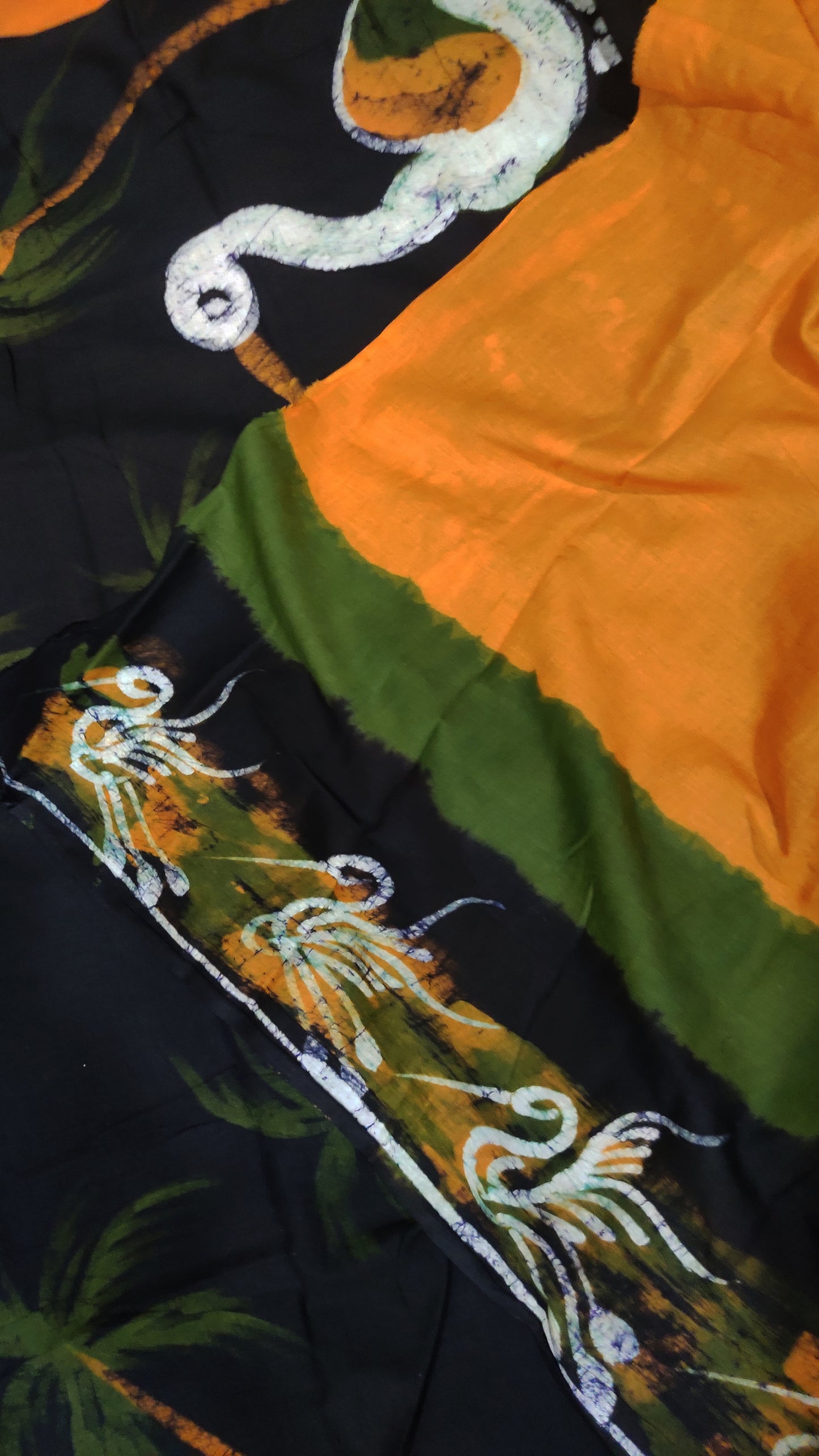 Aarunya – Mustard Yellow Hand Batik Cotton Saree