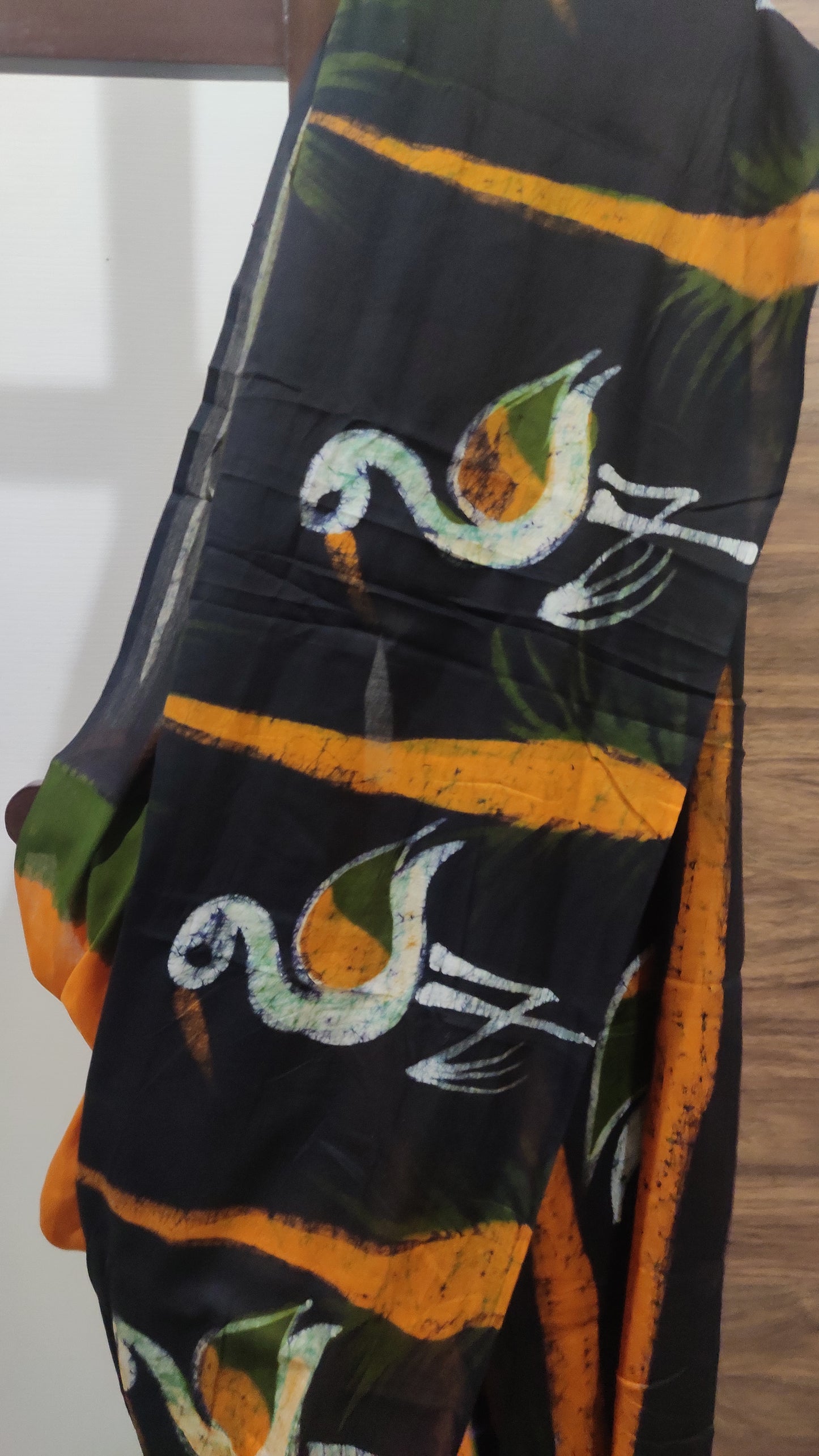 Aarunya – Mustard Yellow Hand Batik Cotton Saree