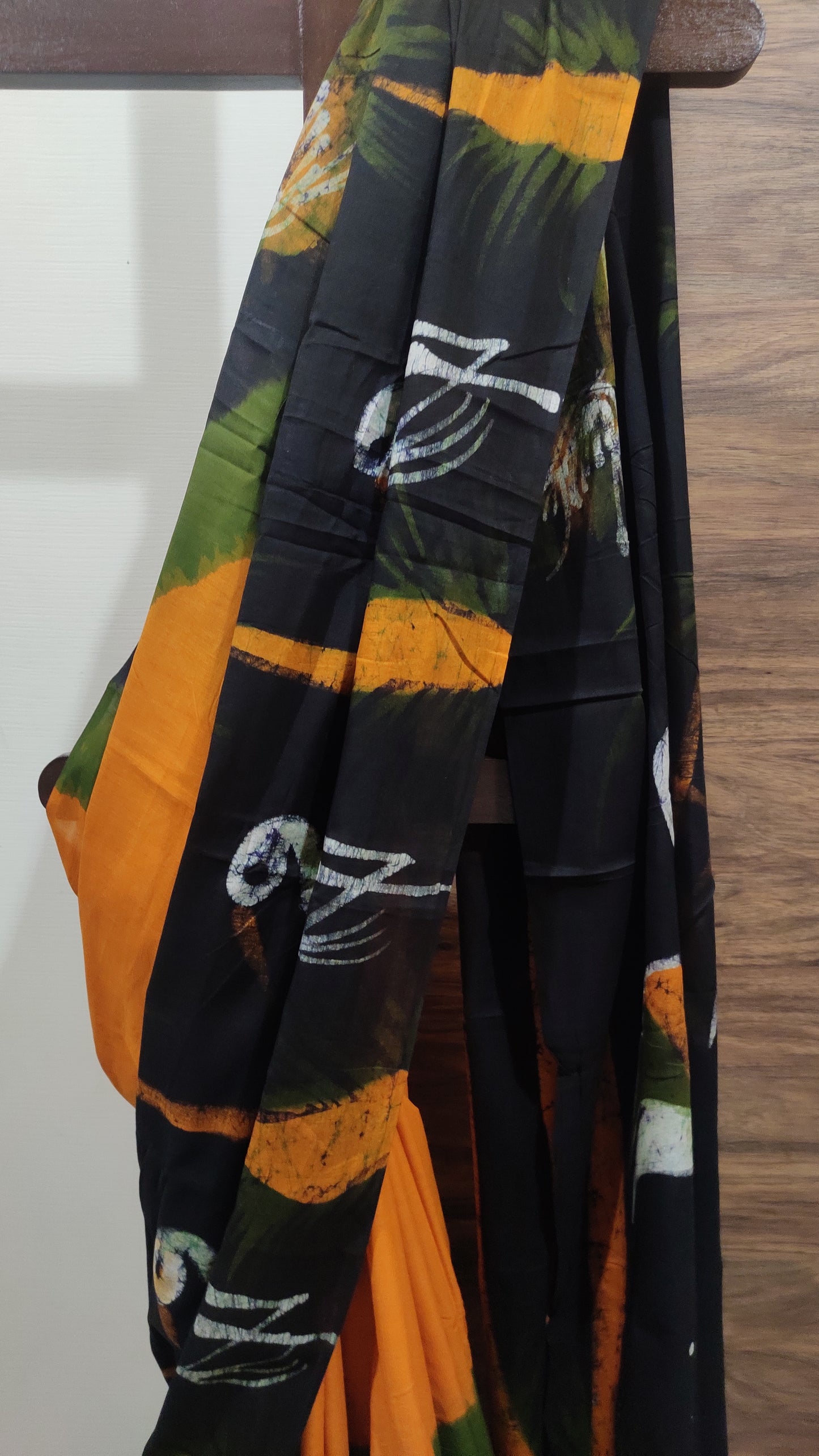 Aarunya – Mustard Yellow Hand Batik Cotton Saree
