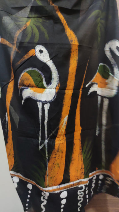 Aarunya – Mustard Yellow Hand Batik Cotton Saree