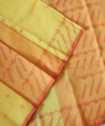 Saanvi – Yellow-Orange Tant Jamdani Saree