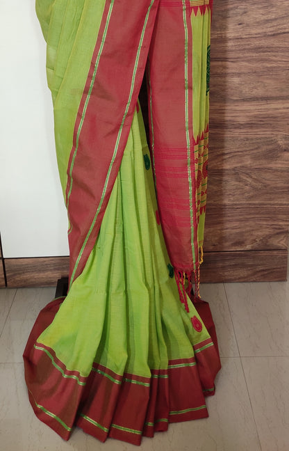 Vaidehi – Deep Forest Rich Cotton Handloom Saree