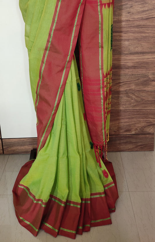 Vaidehi – Deep Forest Rich Cotton Handloom Saree