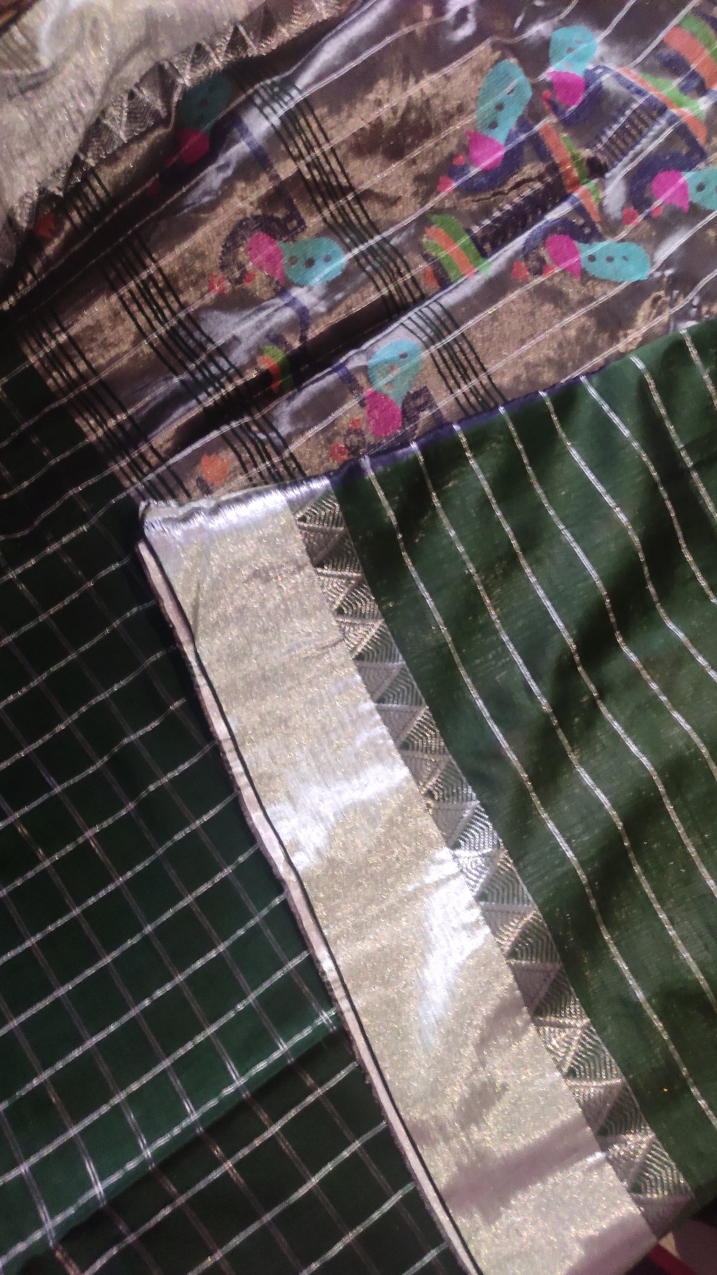 Royal Grove Bottle Green Paithani Handloom Saree