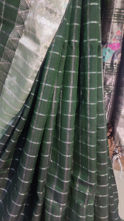 Royal Grove Bottle Green Paithani Handloom Saree