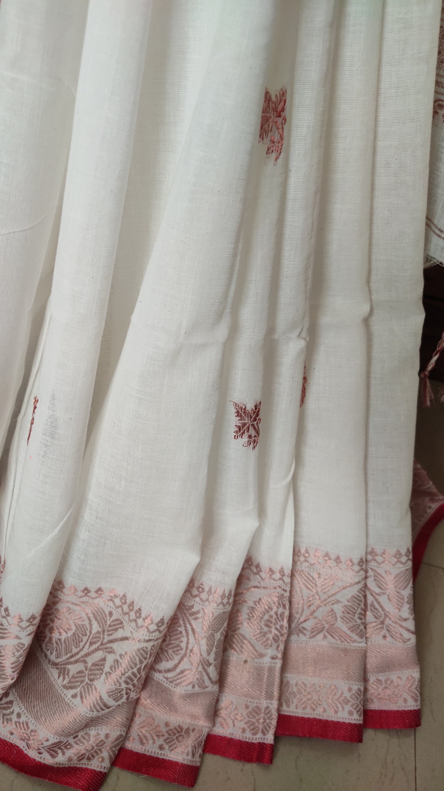 Aarohini – Ivory Blush Zari Rich Cotton Handloom Saree