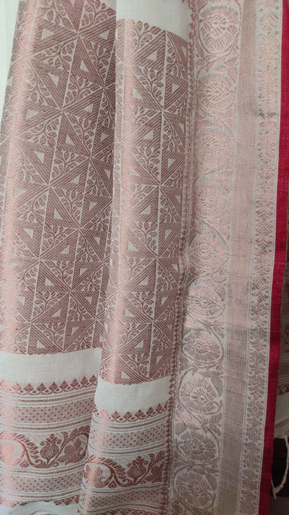 Aarohini – Ivory Blush Zari Rich Cotton Handloom Saree