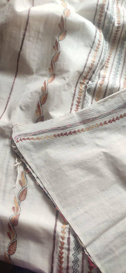 Katha – Ivory Kantha Khesh Cotton Saree