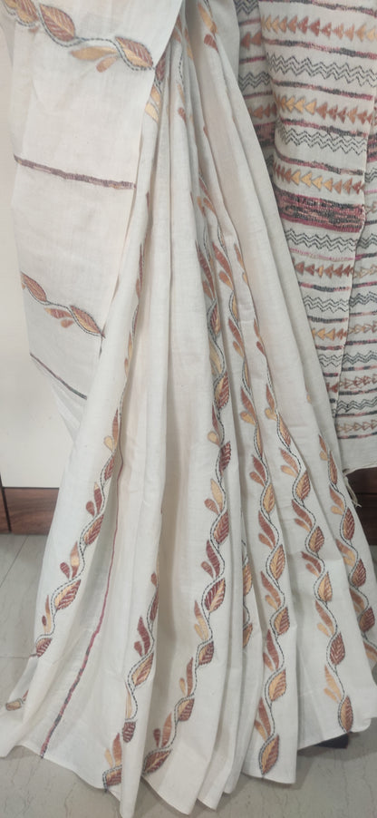 Katha – Ivory Kantha Khesh Cotton Saree